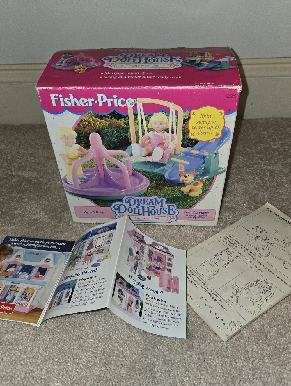 BOX ONLY Fisher-Price Dream Dollhouse Playground Set - Pink & Purple